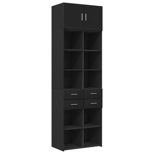 Opbevaringsskab 70x42,5x225 cm konstrueret træ sort
