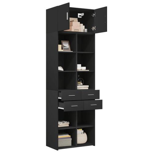 Opbevaringsskab 70x42,5x225 cm konstrueret træ sort