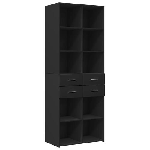 Opbevaringsskab 70x42,5x225 cm konstrueret træ sort