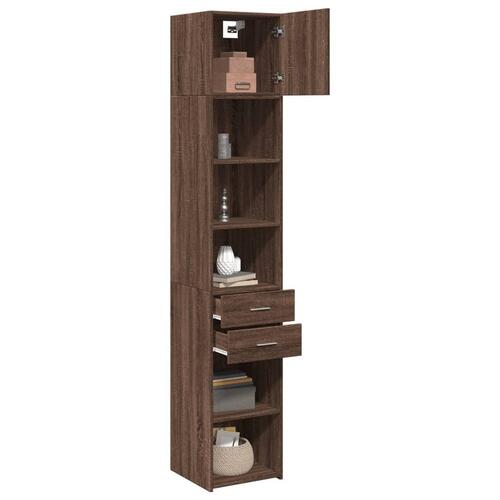 Skab 40x42,5x225 cm smalt konstrueret træ brun egetræsfarve