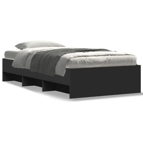 Sengeramme 90x190 cm konstrueret træ sort