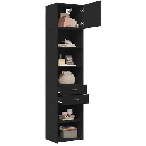 Skab 50x42,5x225 cm smalt konstrueret træ sort