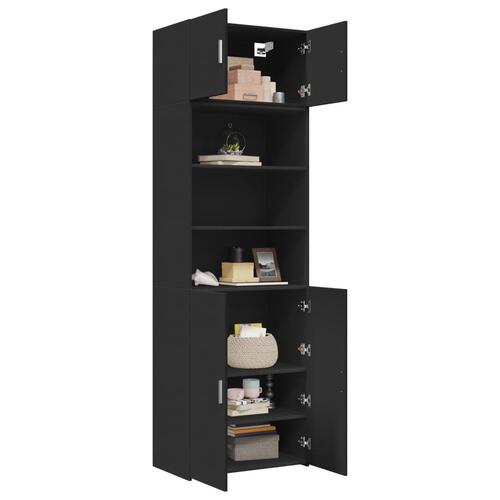 Opbevaringsskab 70x42,5x225 cm konstrueret træ sort