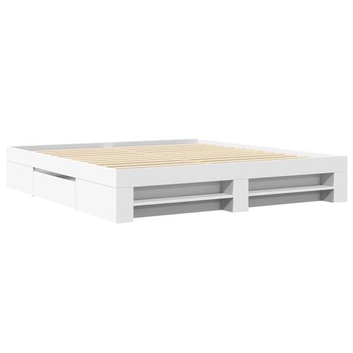 Sengestel 200x200 cm konstrueret træ hvid