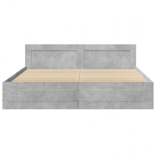 Sengeramme med sengegavl og skuffer 180 x 200 cm - betongrå