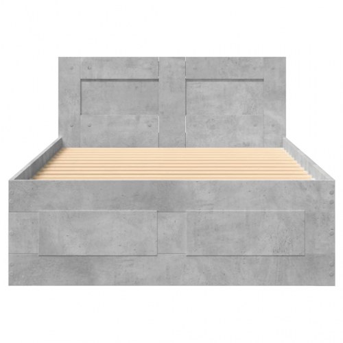 Sengeramme med sengegavl og skuffer 90 x 200 cm - betongrå