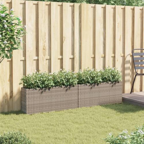 Plantekasser 2 stk. med 2 potter 90x20x40 cm polyrattan grå