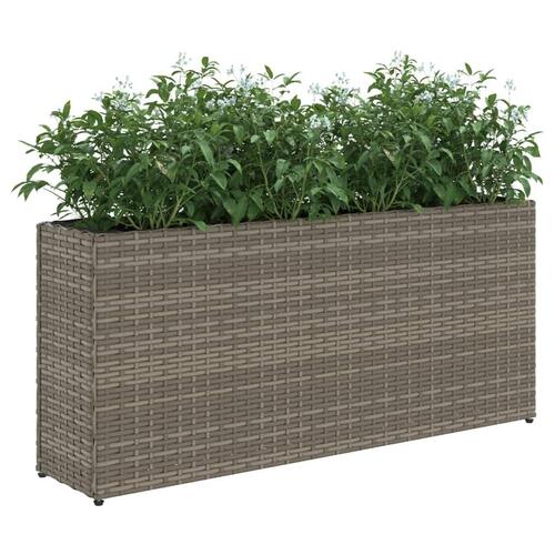 Plantekasser 2 stk. med 2 potter 90x20x40 cm polyrattan grå