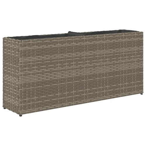 Plantekasser 2 stk. med 2 potter 90x20x40 cm polyrattan grå