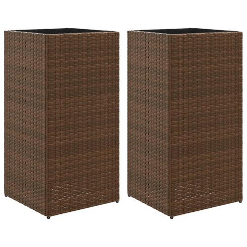 Plantekasser 2 stk. 40x40x80 cm polyrattan brun