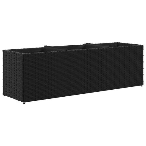 Plantekasser 2 stk. med 3 potter 105x30x32 cm polyrattan sort