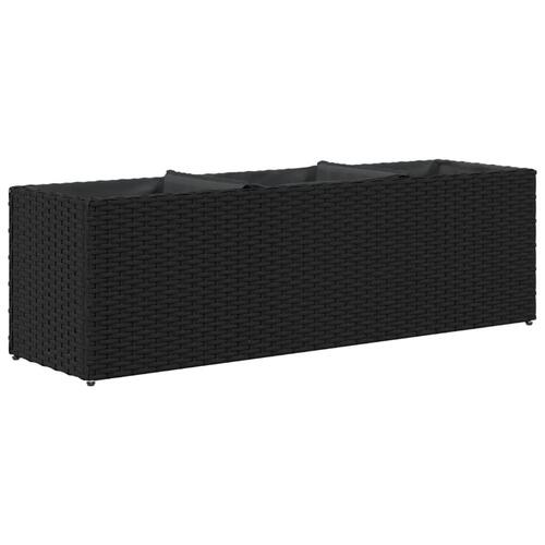 Plantekasser 2 stk. med 3 potter 105x30x32 cm polyrattan sort