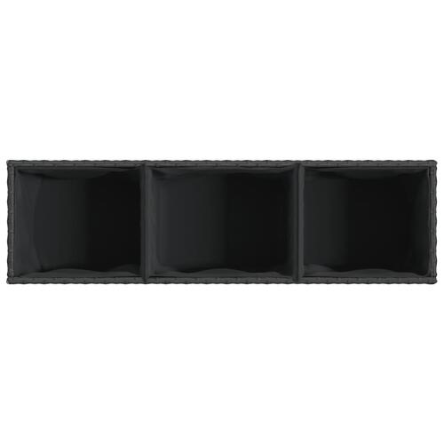 Plantekasser 2 stk. med 3 potter 105x30x32 cm polyrattan sort