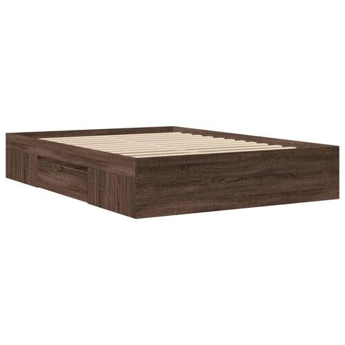 Sengeramme 120x190 cm uden madras konstrueret træ brunt eg