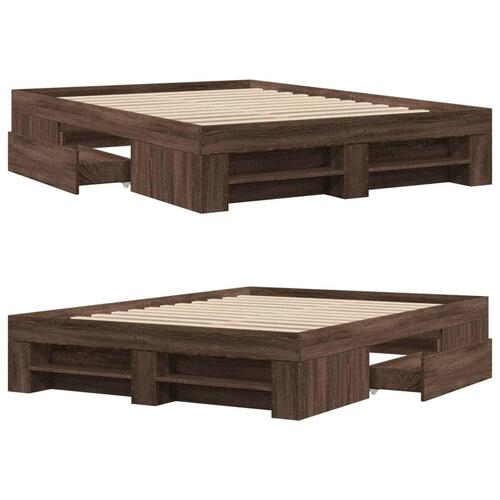 Sengeramme 120x190 cm uden madras konstrueret træ brunt eg