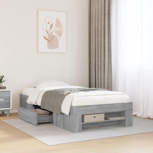 Sengeramme 90x200 cm konstrueret træ grå sonoma-eg