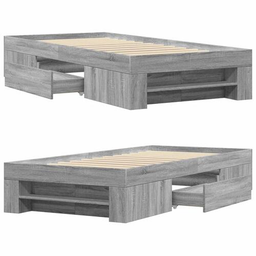 Sengeramme 90x200 cm konstrueret træ grå sonoma-eg