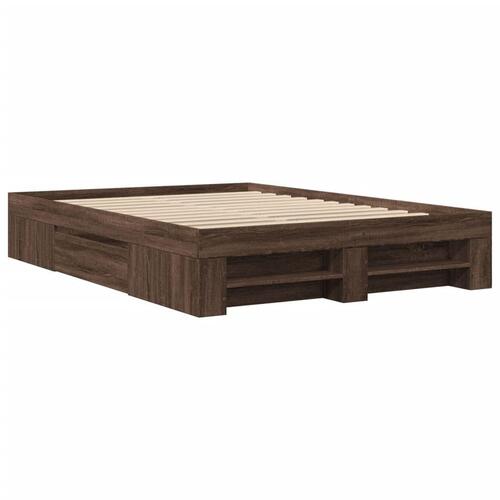 Sengestel 135x190 cm konstrueret træ brun eg