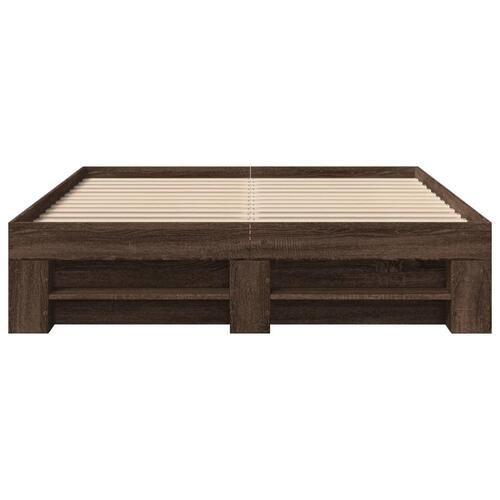 Sengestel 135x190 cm konstrueret træ brun eg