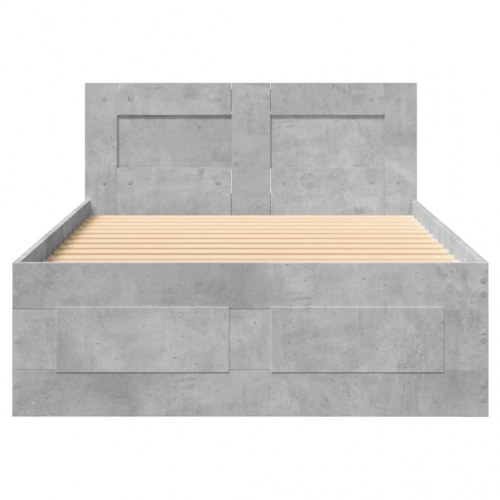 Sengeramme med sengegavl og skuffer 75 x 190 cm - betongrå