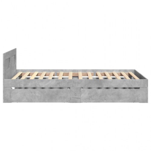 Sengeramme med sengegavl og skuffer 75 x 190 cm - betongrå