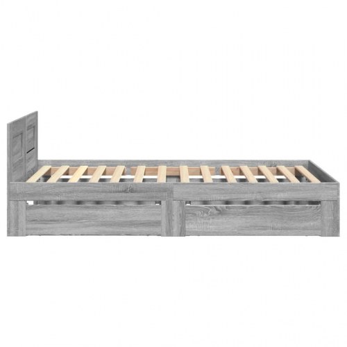 Sengeramme med sengegavl og skuffer 75 x 190 cm - grå sonoma-eg