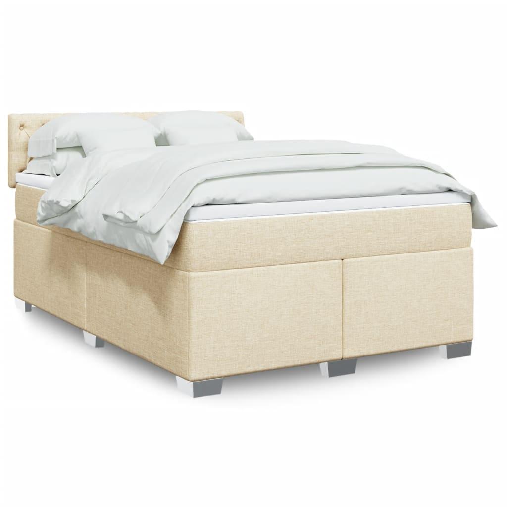 Kontinentalseng med madras og topmadras 140x200 cm - stof, cremefarvet billede