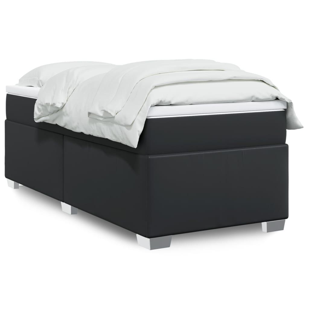 Kontinentalseng med madras 90x190 cm kunstlæder sort billede
