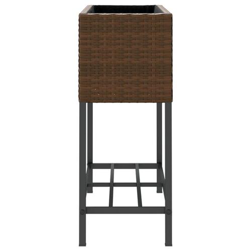 Plantekasser 2 stk. med hylde 70x28x70 cm polyrattan brun