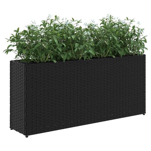 Plantekasser 2 stk. med 2 potter 90x20x40 cm polyrattan sort