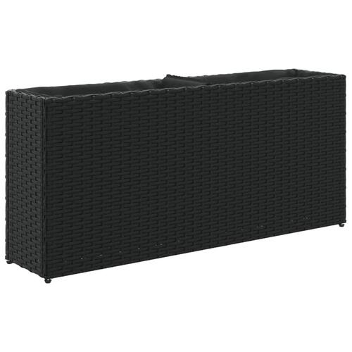 Plantekasser 2 stk. med 2 potter 90x20x40 cm polyrattan sort