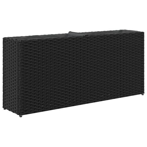 Plantekasser 2 stk. med 2 potter 90x20x40 cm polyrattan sort