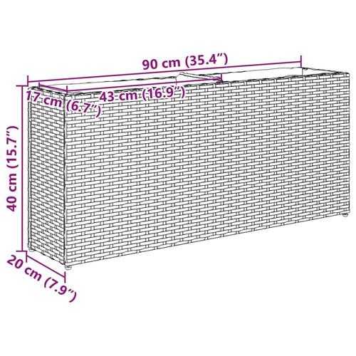 Plantekasser 2 stk. med 2 potter 90x20x40 cm polyrattan sort