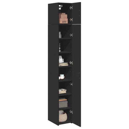 Skab 30x42,5x225 cm smalt konstrueret træ sort