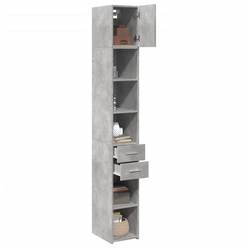 Skab 30x42,5x225 cm smalt konstrueret træ betongrå