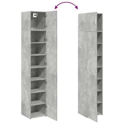 Skab 40x42,5x225 cm smalt konstrueret træ betongrå