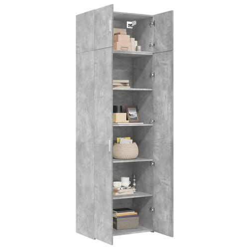 Skab 70x42,5x225 cm smalt konstrueret træ betongrå