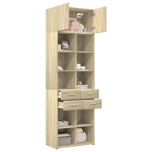 Skab 70x42,5x225 cm smalt konstrueret træ sonoma-eg