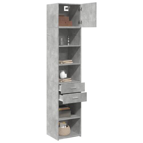 Skab 45x42,5x225 cm smalt konstrueret træ betongrå