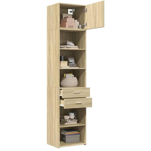 Skab 50x42,5x225 cm smalt konstrueret træ sonoma-eg