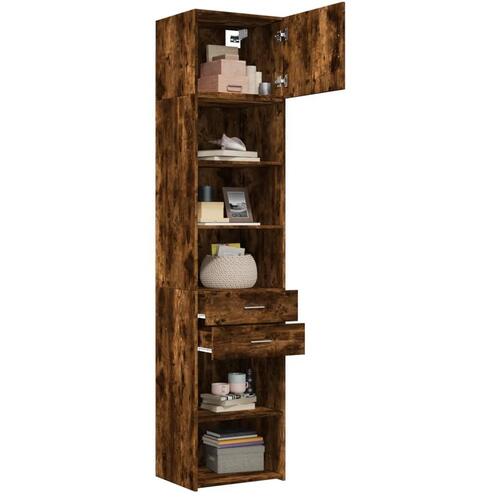 Skab 50x42,5x225 cm smalt konstrueret træ røget egetræsfarve