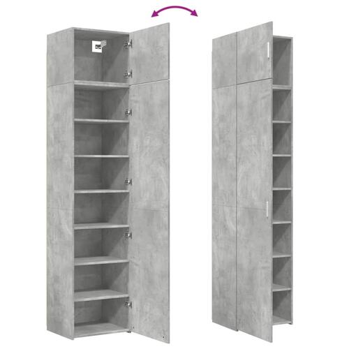 Skab 50x42,5x225 cm smalt konstrueret træ betongrå