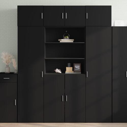 Opbevaringsskab 80x42,5x225 cm konstrueret træ sort