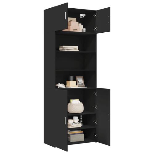 Opbevaringsskab 80x42,5x225 cm konstrueret træ sort