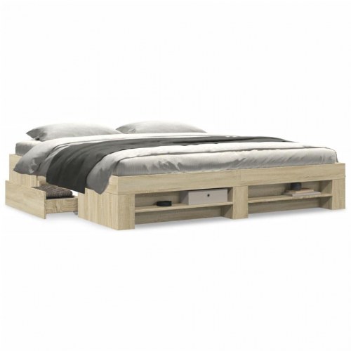 Sengeramme uden madras 200x200 cm konstrueret træ sonoma-eg