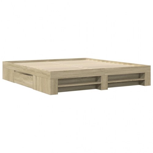 Sengeramme uden madras 200x200 cm konstrueret træ sonoma-eg