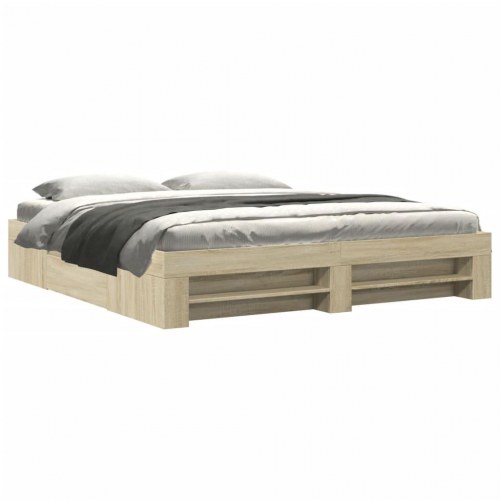 Sengeramme uden madras 200x200 cm konstrueret træ sonoma-eg