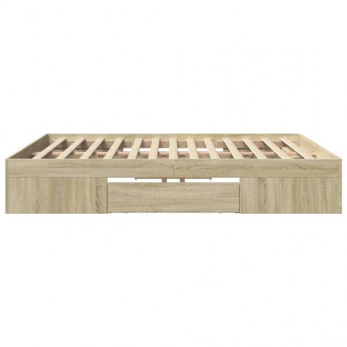Sengeramme uden madras 200x200 cm konstrueret træ sonoma-eg