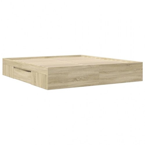 Sengeramme uden madras 200x200 cm konstrueret træ sonoma-eg