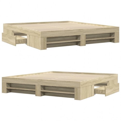 Sengeramme uden madras 200x200 cm konstrueret træ sonoma-eg